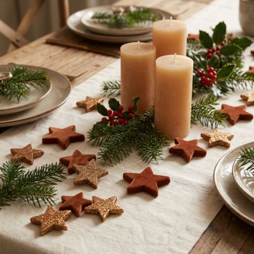 Décoration à disperser étoiles de Noël marron/orange Ø4/5cm 40pcs | Floristik24.be