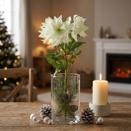 Rose de Noël artificielle, décoration de rose de neige, fleurs en soie, 36 cm | Floristik24.be
