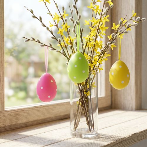 Oeuf en plastique coloré 15cm à suspendre 3 pcs | Floristik24.be