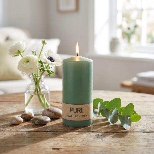 Article Bougie pilier PURE bougies Wenzel vert émeraude 130/60mm