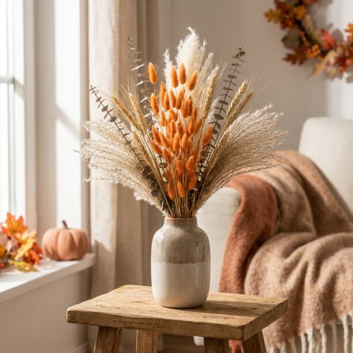Lagurus, herbe queue de lapin séchée, abricot, fleurs séchées décoratives, 55-60 cm, 50 g | Floristik24.be