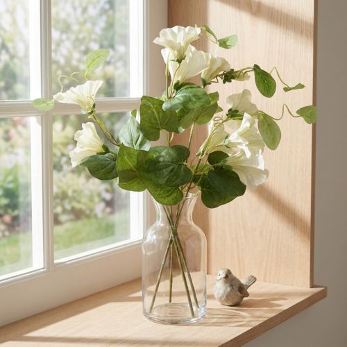 Pois de senteur artificiels, fleurs de jardin, blancs, 85 cm | Floristik24.be