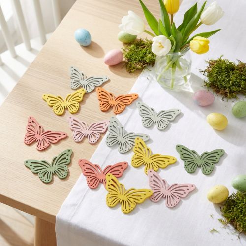 Petits papillons en bois colorié Bricolage et décorations 5×3cm 48pcs | Floristik24.be