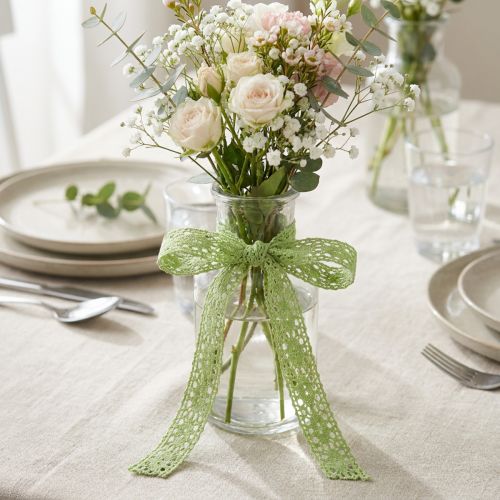 Ruban de dentelle, ruban décoratif, vert, 18 mm de large, 20 m de long | Floristik24.be