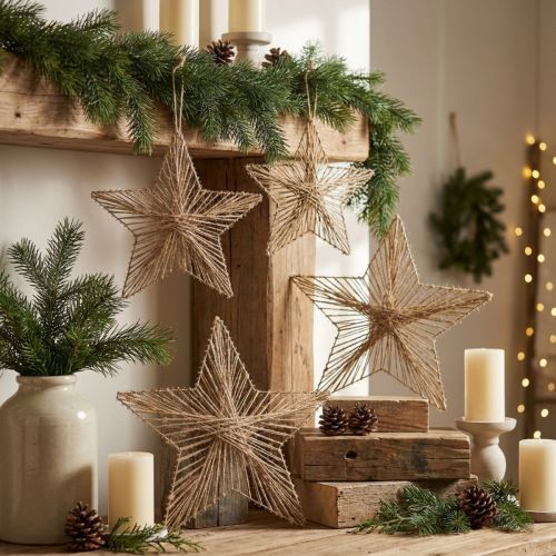 Étoile décorative en jute naturel 30 cm (4 pièces) | Floristik24.be