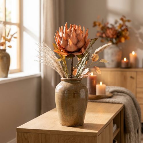Artichaut fleur artificielle automne orange aspect sec Ø15cm 73cm | Floristik24.be