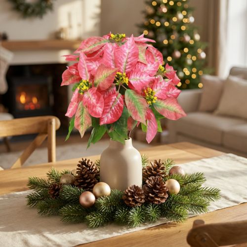 Etoile de Noël étoile de Noël artificielle rouge rose L53cm | Floristik24.be