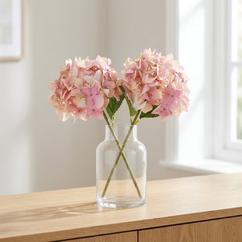 Hortensia artificiel élégant en rose pastel 58cm 2pcs | Floristik24.be