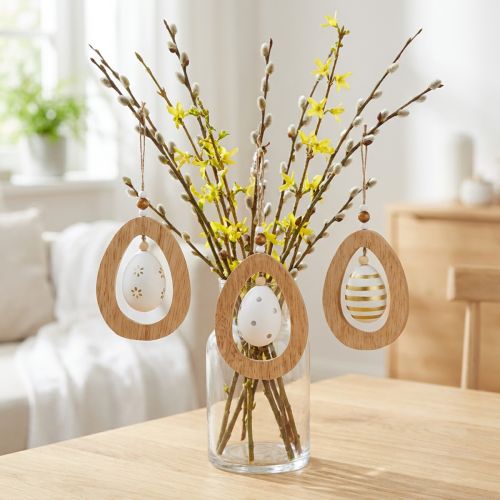 Oeuf de Pâques à suspendre avec motifs d'oeufs Décoration de Pâques H12cm 3 pcs | Floristik24.be