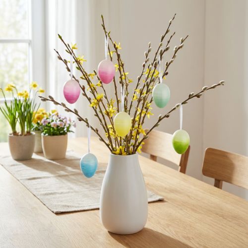 Oeufs de Pâques à suspendre oeufs en plastique colorés 4×5,5cm 10 pcs | Floristik24.be