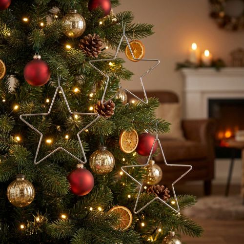 Décoration étoile argentée à suspendre en métal Ø15cm – Lot de 6 | Floristik24.be