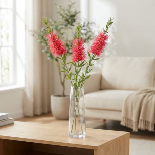 Fleurs Artificielles Nettoyants Cylindre Carmin Rouge 70cm 3pcs | Floristik24.be