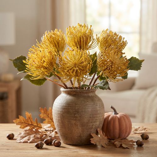 Pelote d’épingle artificielle Leucospermum Jaune 30cm 6pcs | Floristik24.be