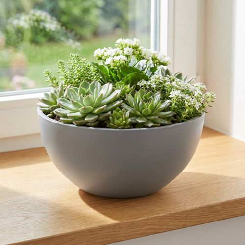 Pot de fleurs en plastique gris Ø25cm H12cm | Floristik24.be