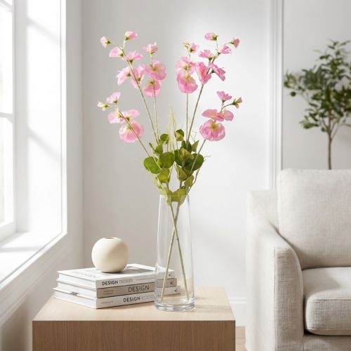 Pois de senteur artificiels roses sur longue tige 74 cm 2 pièces | Floristik24.be