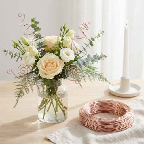Article Fil d'aluminium 2 mm, 60 m, 500 g, or rose - Fil souple pour bijoux, loisirs créatifs, décoration et fournitures florales