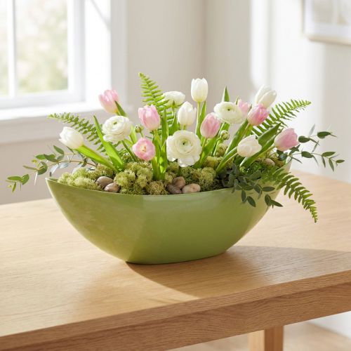 Bol décoratif vert clair 55,5cm x 14cm H17,5cm 1 pièce | Floristik24.be