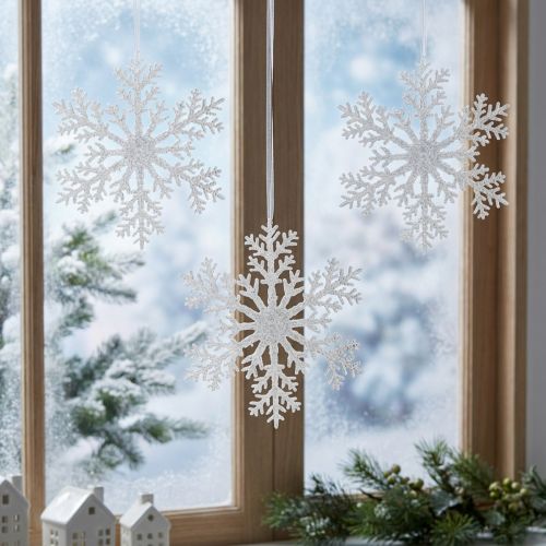 Décoration flocon de neige cristal de glace à suspendre 18×20cm 4pcs | Floristik24.be