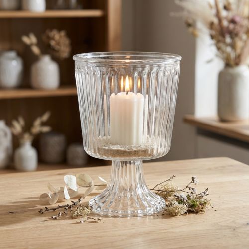 Coupe lanterne verre cannelé décoration Ø11,5cm H15cm | Floristik24.be