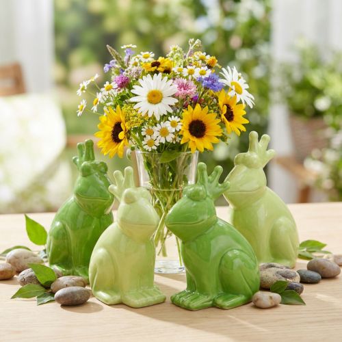 Figure de décoration grenouille en céramique, décoration d'été prince grenouille 10.5×5.5×7cm 4pcs | Floristik24.be