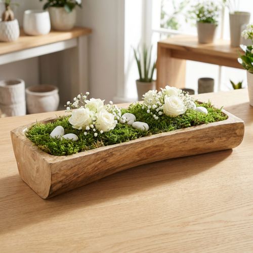 Décoration en bois avec niche, bol décoratif, bois, 40×13–16cm×6,5cm | Floristik24.be