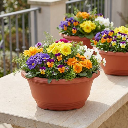 Jardinière ronde en plastique Ø27cm terre cuite 5pcs | Floristik24.be