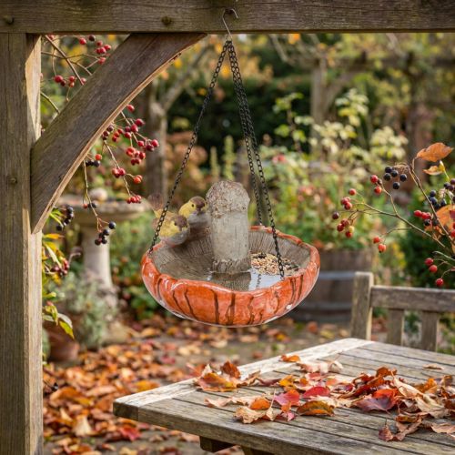 Décoration oiseau automne à suspendre champignon avec 2 oiseaux Ø20cm H15cm | Floristik24.be