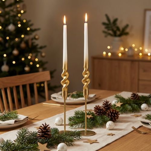 Bougies torsadées bougies spirales or blanc Ø2cm H30cm 2 pcs | Floristik24.be