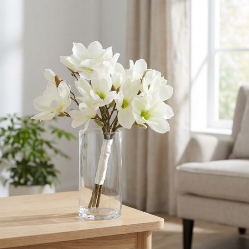 Bouquet de magnolia blanc 40cm 5 pcs | Floristik24.be