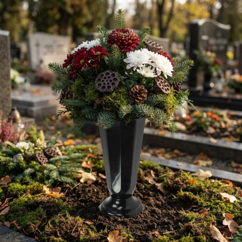 Vase à décor Szwed noir Ø23cm 1 pc | Floristik24.be