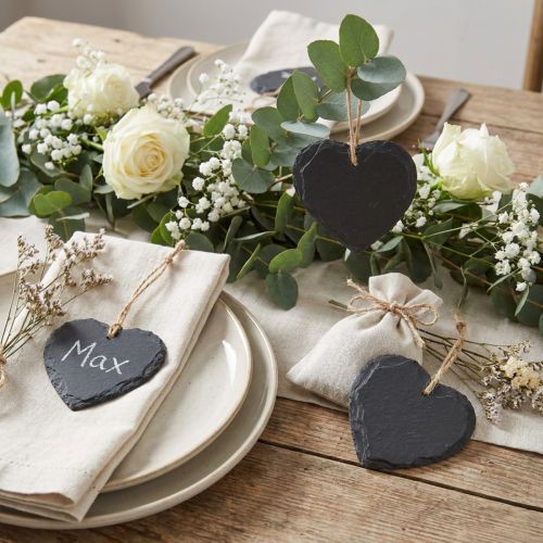Ardoise petit coeur à suspendre noir 7,5cm 6pcs | Floristik24.be