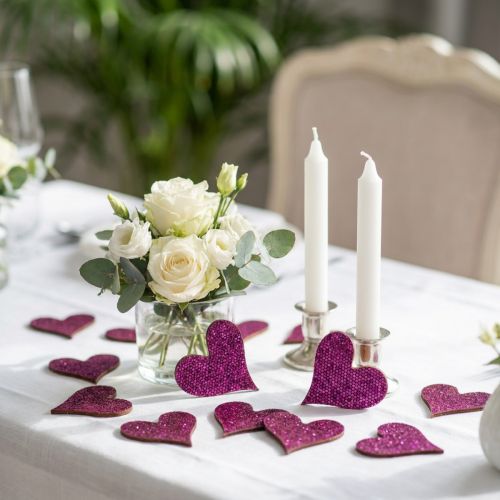 Décoration à disperser coeur violet 3-5cm 48 pcs | Floristik24.be