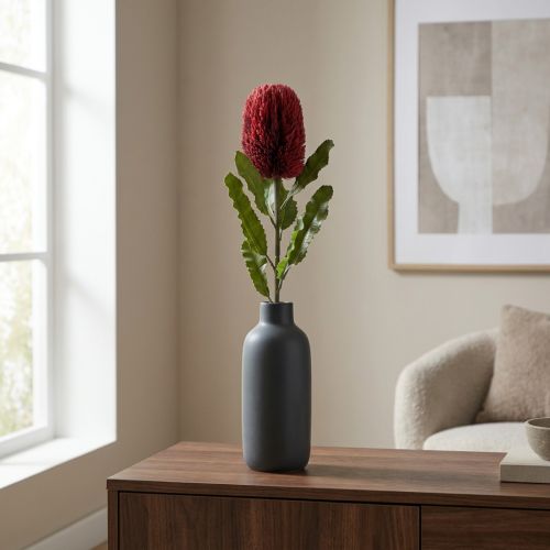 Fleur Artificielle Banksia Rouge Bordeaux Artificielle Exotiques 64cm | Floristik24.be