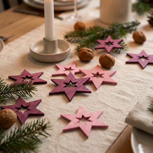 Décoration d'étoiles en bois Décoration de Noël Violet H4cm 72 pcs | Floristik24.be