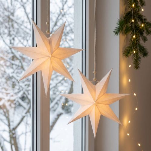 Étoiles en papier à suspendre crème 21 cm – Set de 4 | Floristik24.be