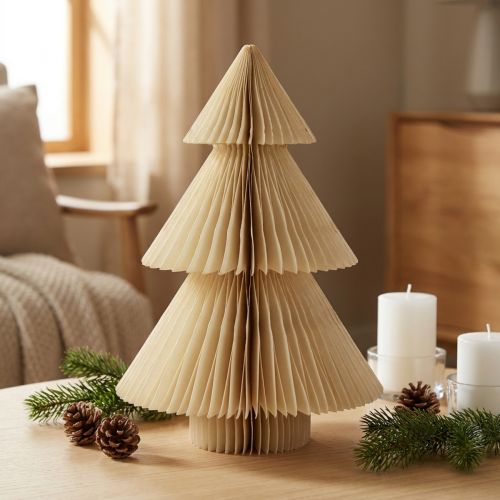Papier Sapin de Noël en papier Sapin de Noël crème doré H30cm | Floristik24.be