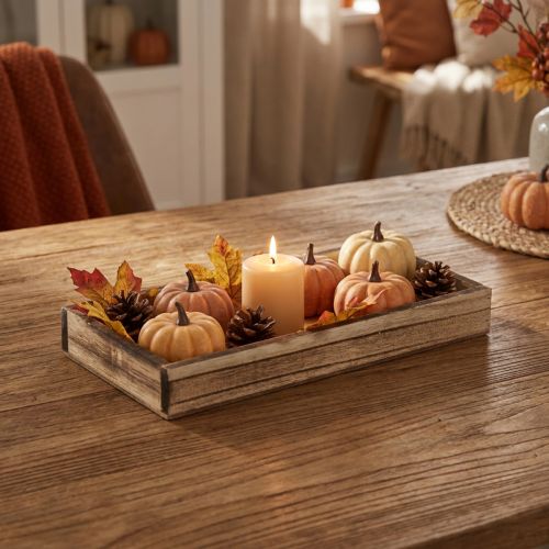 Plateau en bois flammé, plateau décoratif, décoration de table rustique, 20×10×3cm | Floristik24.be