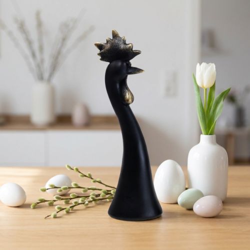 Décoration de Pâques décoration poulet coq noir or Ø9cm H29cm | Floristik24.be