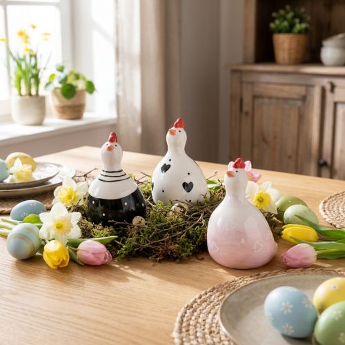 Poulets décoratifs Figurines de décoration de Pâques poussins 9,5 cm 3 pièces | Floristik24.be