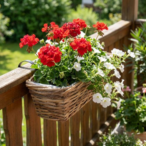 Article Jardinière de balcon jardinière à suspendre en rotin naturel L51cm