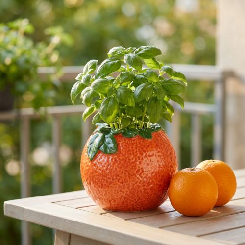 Vase décoratif méditerranéen pot de fleur orange en céramique Ø9cm | Floristik24.be