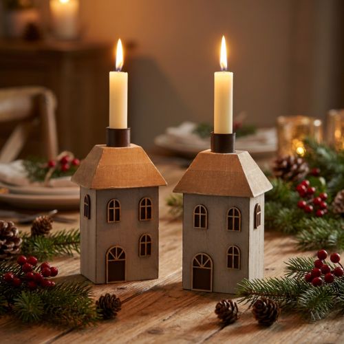Porte-bougies de Noël pour bougies coniques, 14,5 cm, lot de 2 | Floristik24.be