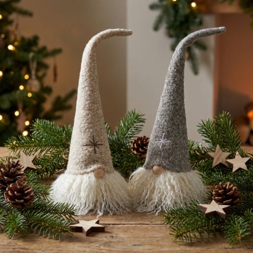 Article Gnome déco avec chapeau en feutre Déco de table H28cm 2pcs