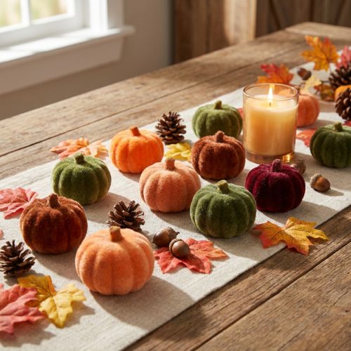 Mini décoration citrouille floquée à disperser 6 couleurs Ø4cm 24 pcs | Floristik24.be