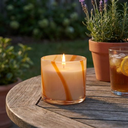 Bougie parfumée en verre Bougie citronnelle design rétro Ø8cm H8cm | Floristik24.be