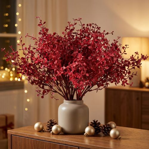 Buisson d'eucalyptus plante artificielle rouge eucalyptus 28cm 3pcs | Floristik24.be