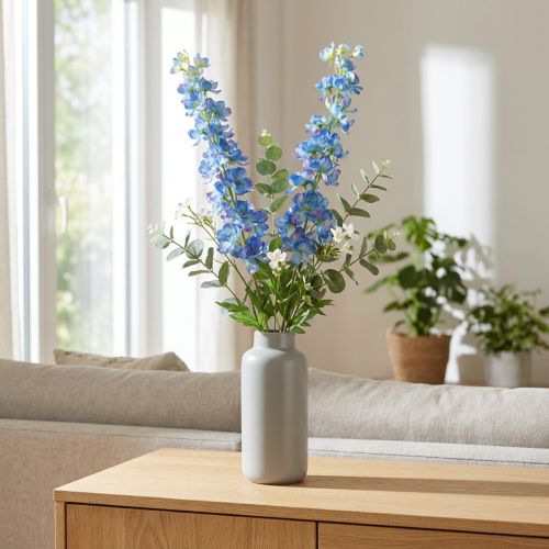 Delphinium artificiel Fleur de jardin Branche Bleu 88cm 2pcs | Floristik24.be