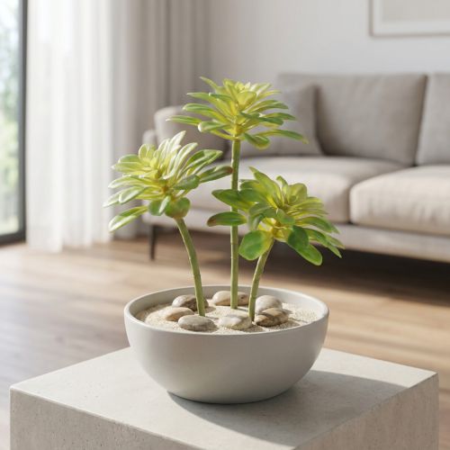 Plante artificielle succulente avec pic Aeonium Vert 30cm 4 pcs | Floristik24.be