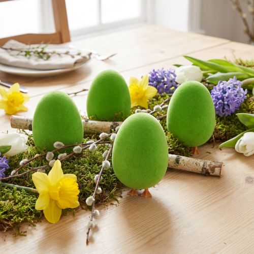 Décoration d'oeuf de Pâques avec pattes Décoration d'oeuf de Pâques oeuf vert H13cm 4 pièces | Floristik24.be