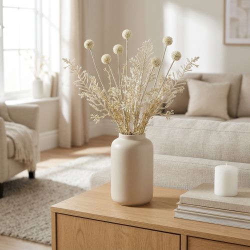 Herbes sèches herbe de pampa artificielle allium crème, beige H60cm | Floristik24.be